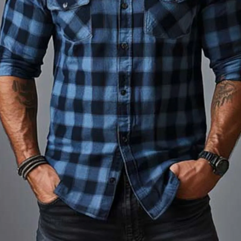 Men's Classic Casual Check Multi-Pocket Long Sleeve Shirt 62360541K sold by Manly product image thumbnail 4