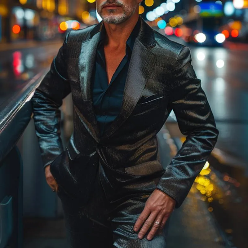 Men's Stylish Buttoned Glossy Blazer 04375409X sold by Manly product image thumbnail 2