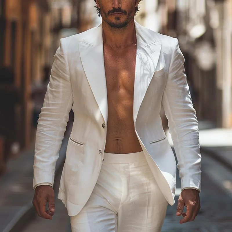 Men's Cotton and Linen Solid Color Casual Blazer 93719574X sold by Manly product image thumbnail 2