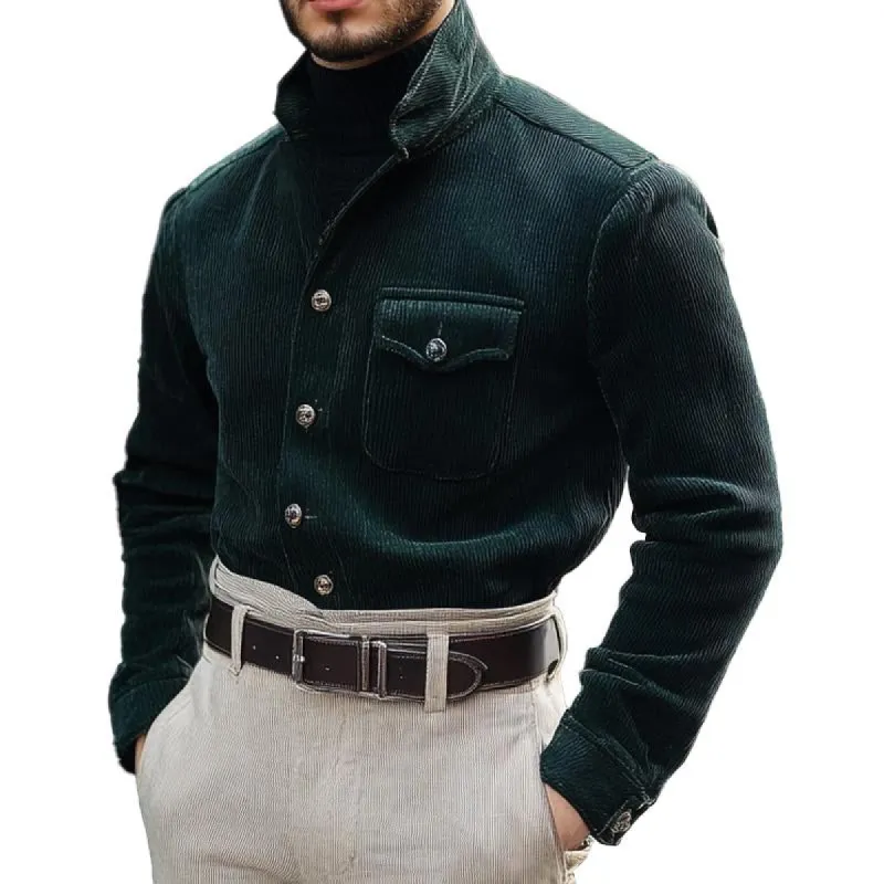 Men's Corduroy Lapel Casual Shirt 40009831X sold by Manly