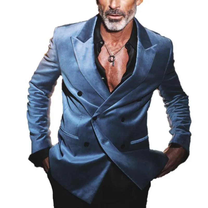 Men's Vintage Solid Velvet Double Breasted Blazer 74654958X sold by Manly