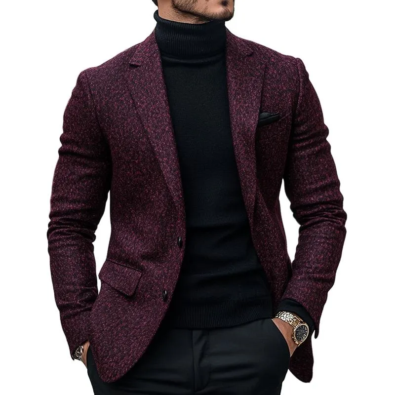 Men's Vintage Casual Mixed Color Single Breasted Blazer 50932721TO sold by Manly