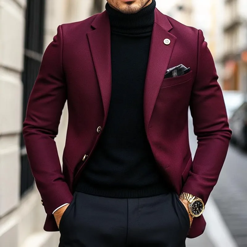 Men's Vintage Casual Solid Color Single Breasted Blazer 74491318TO sold by Manly product image thumbnail 2