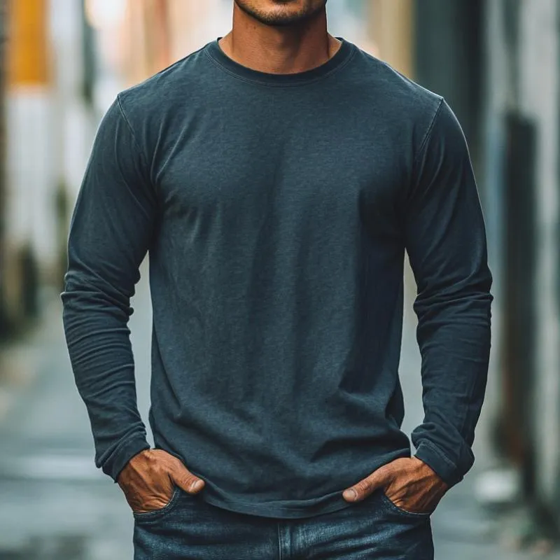 Men's Classic Versatile Casual Long Sleeve T-Shirt 99946548F sold by Manly product image thumbnail 2