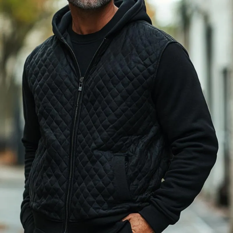Men's Classic Versatile Quilted Zip Hoodie 10099097F sold by Manly product image thumbnail 3