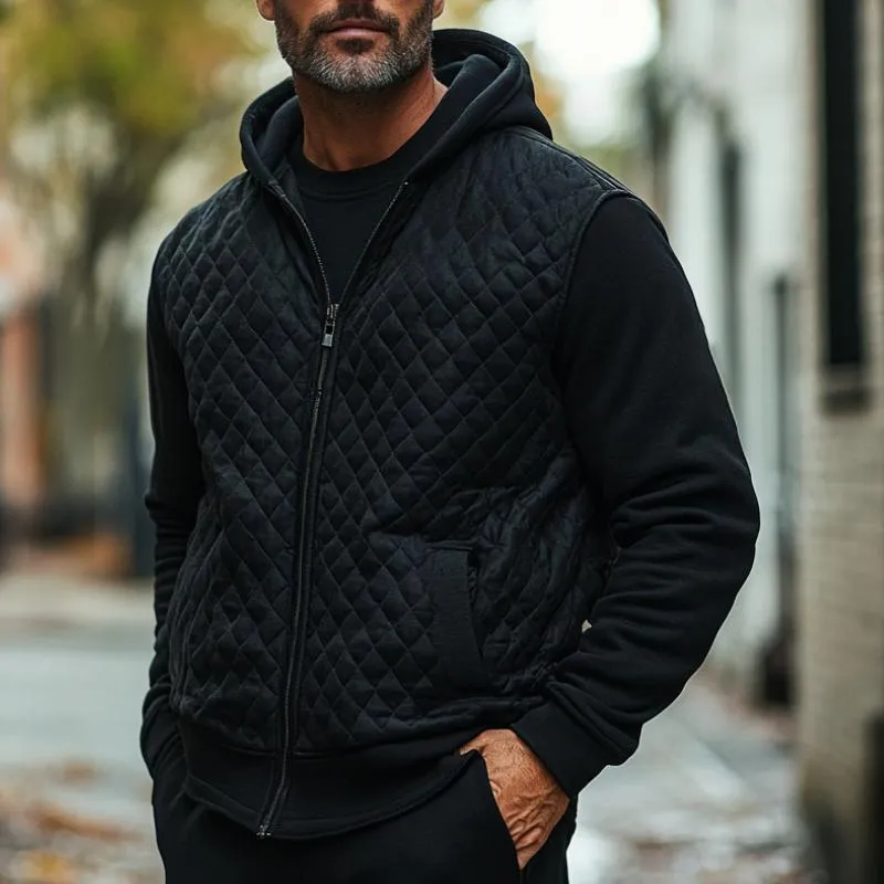 Men's Classic Versatile Quilted Zip Hoodie 10099097F sold by Manly product image thumbnail 2