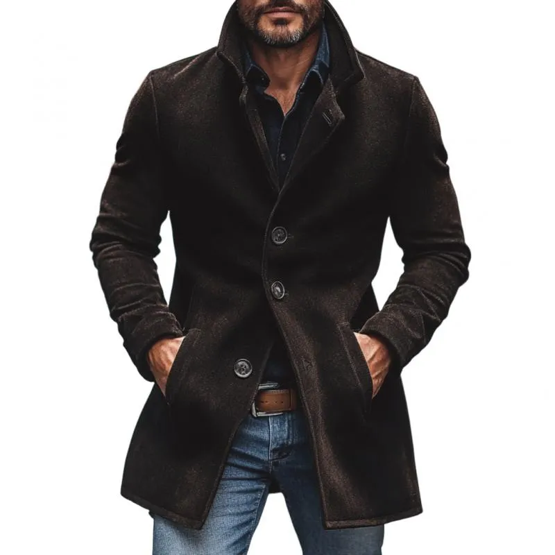 Men's Casual Wool Blend Lapel Single-breasted Slim Coat 93333992M sold by Manly