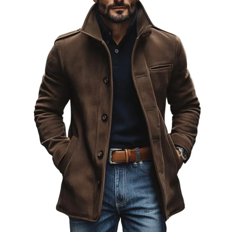 Men's Casual Suede Lapel Single Breasted Slim Fit Coat 72911041M sold by Manly