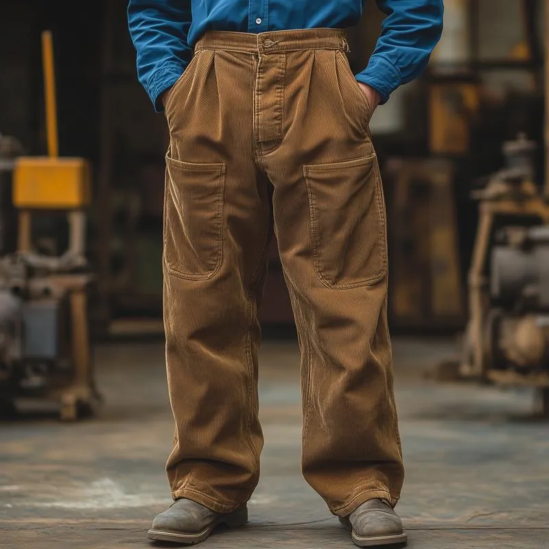 Men's Solid Corduroy Multi-Pocket Cargo Pants 07858095Z sold by Manly product image thumbnail 2