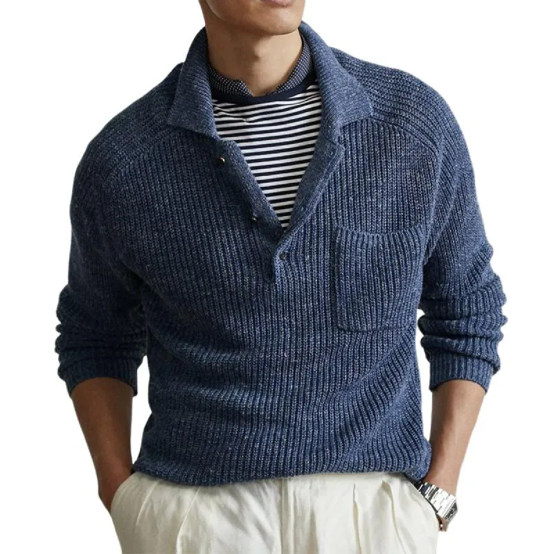 Men's Three-button Lapel Knitted Sweater 86697324U sold by Manly