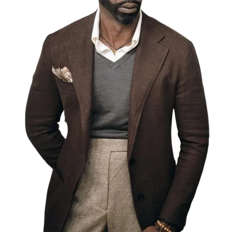 Men's Vintage Brown Two Button Blazer 49578240U sold by Manly