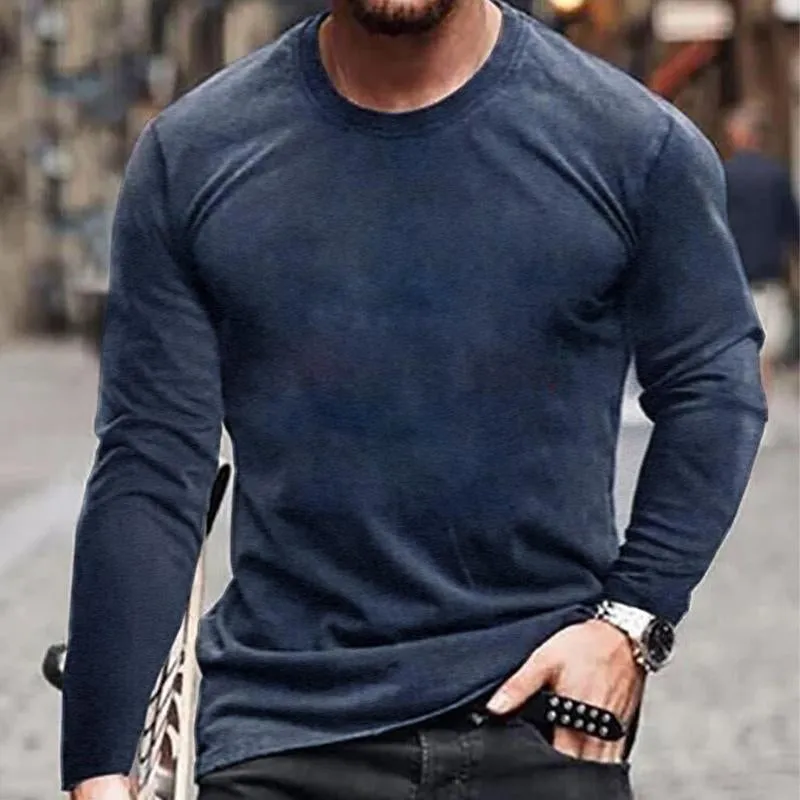 Men's Vintage Distressed Round Neck Long Sleeve T-Shirt 43264395U sold by Manly product image thumbnail 3