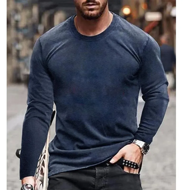 Men's Vintage Distressed Round Neck Long Sleeve T-Shirt 43264395U sold by Manly product image thumbnail 2