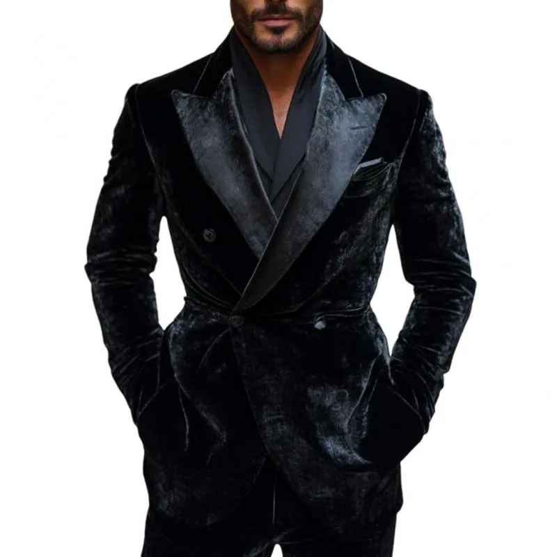 Men's Vintage Velvet Peak Lapel Double Breasted Slim Fit Blazer 17079020M sold by Manly