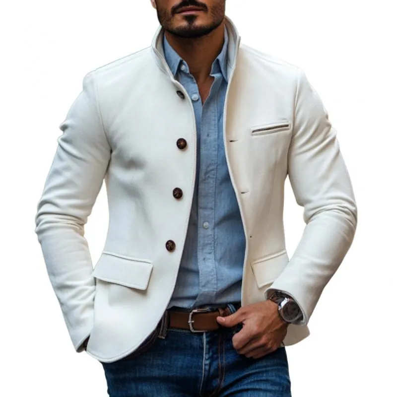 Men's Casual Blended Stand Collar Single-breasted Slim-fit Blazer 53526829M sold by Manly