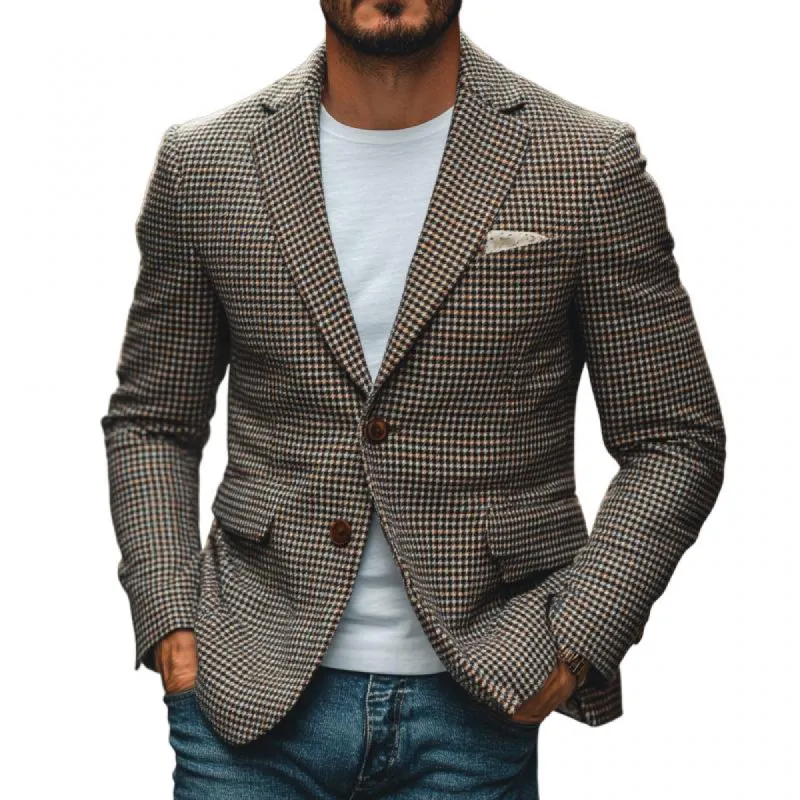 Men's Casual Houndstooth Notch Lapel Single-breasted Slim-fit Blazer 99866513M sold by Manly