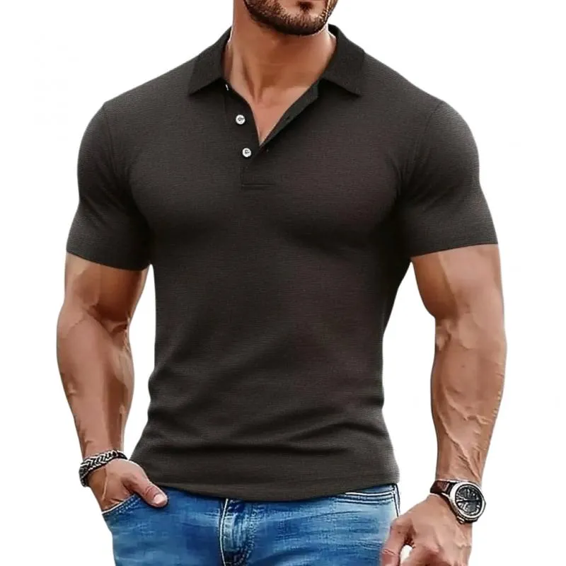 Men's Casual Cotton Blend Lapel Slim Short Sleeve Polo Shirt 11844901M sold by Manly