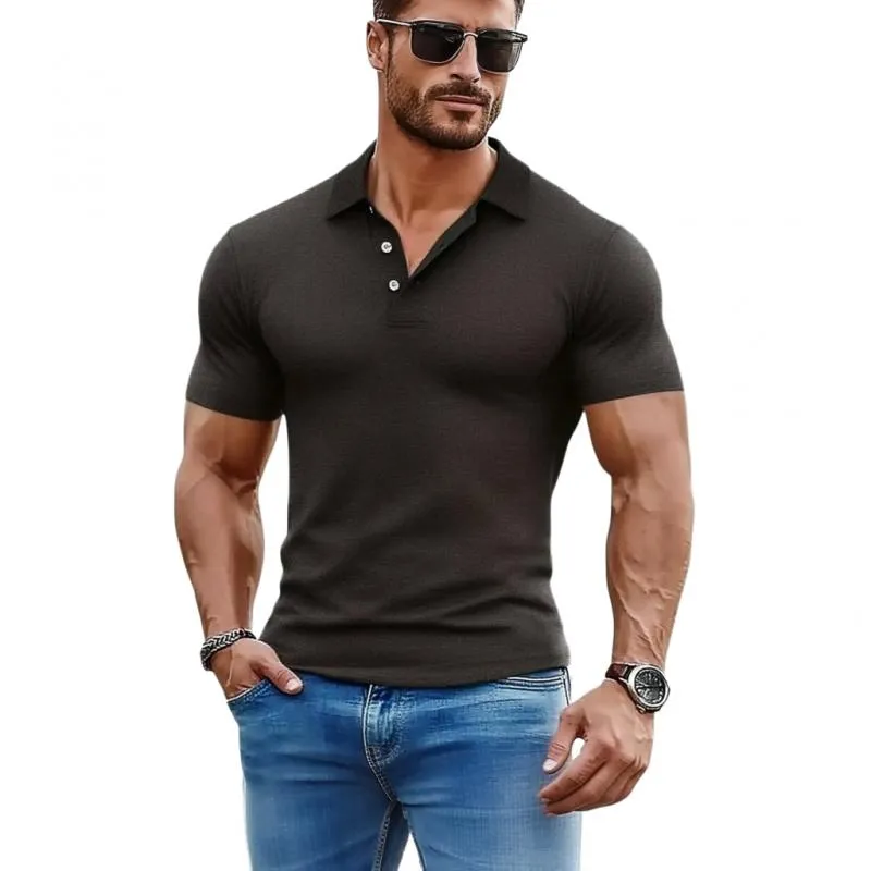 Men's Casual Cotton Blend Lapel Slim Short Sleeve Polo Shirt 11844901M sold by Manly product image thumbnail 2
