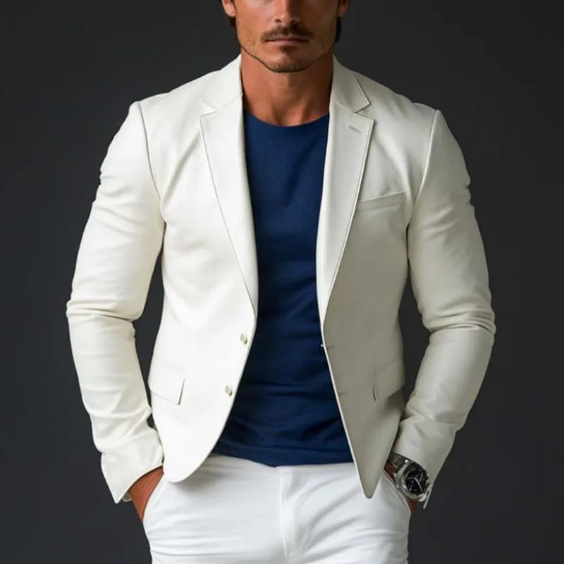 Men's Classic Casual Slim Fit Two Button Leather Blazer 68727554K sold by Manly product image thumbnail 2