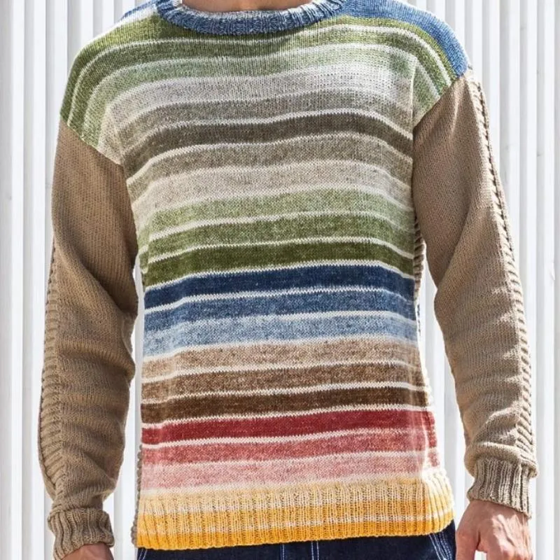 Men's Stylish Colorful Striped Crew Neck Sweater 31791179F sold by Manly product image thumbnail 3