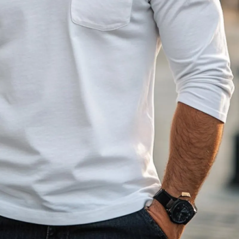 Men's Classic Casual Solid Color V-Neck Long Sleeve T-Shirt 18653511K sold by Manly product image thumbnail 4