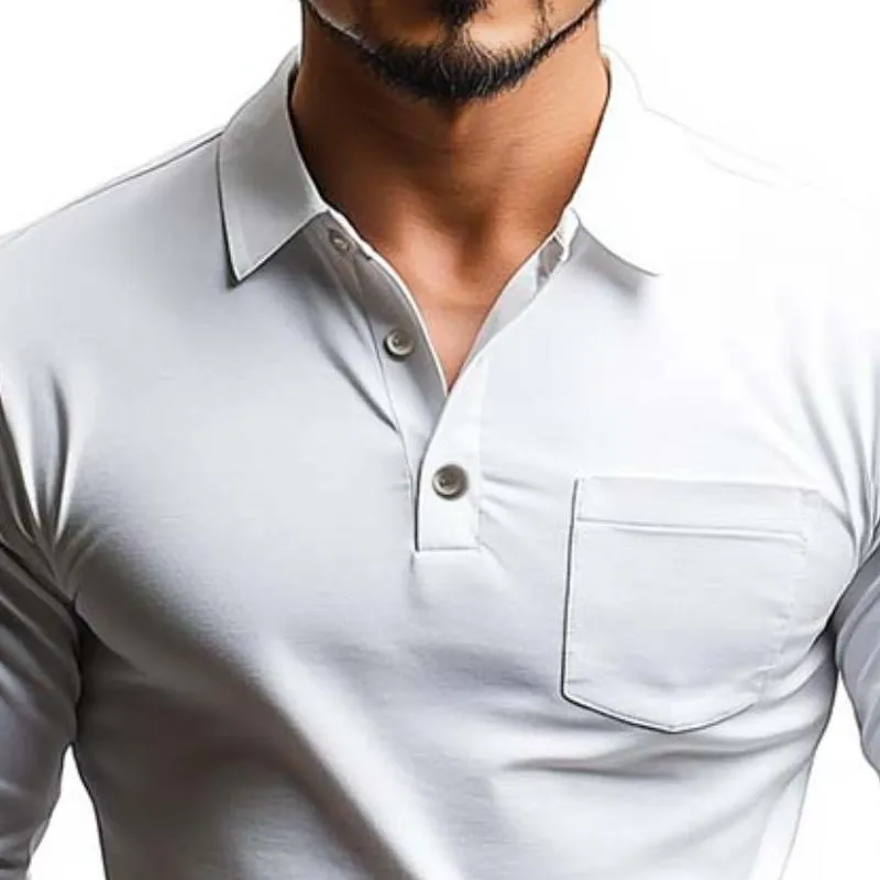 Men's Classic Casual Solid Color Long Sleeve Polo Shirt 11419190K sold by Manly product image thumbnail 2