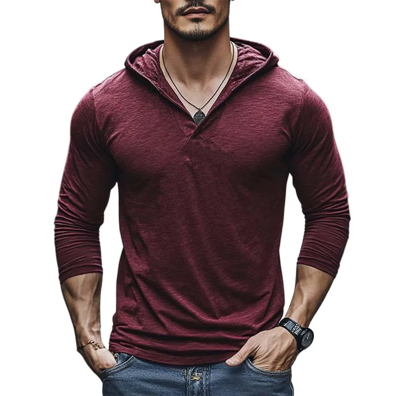 Men's Classic Casual Hooded Cotton Slim Fit Long Sleeve T-Shirt 78008651K sold by Manly