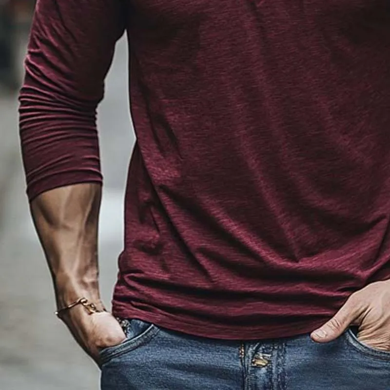 Men's Classic Casual Hooded Cotton Slim Fit Long Sleeve T-Shirt 78008651K sold by Manly product image thumbnail 4