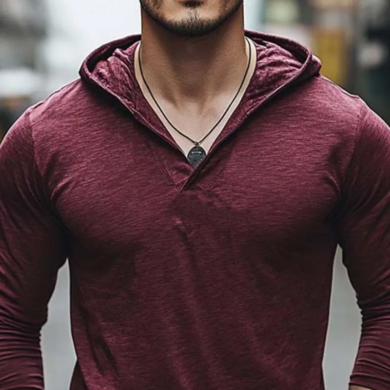 Men's Classic Casual Hooded Cotton Slim Fit Long Sleeve T-Shirt 78008651K sold by Manly product image thumbnail 3