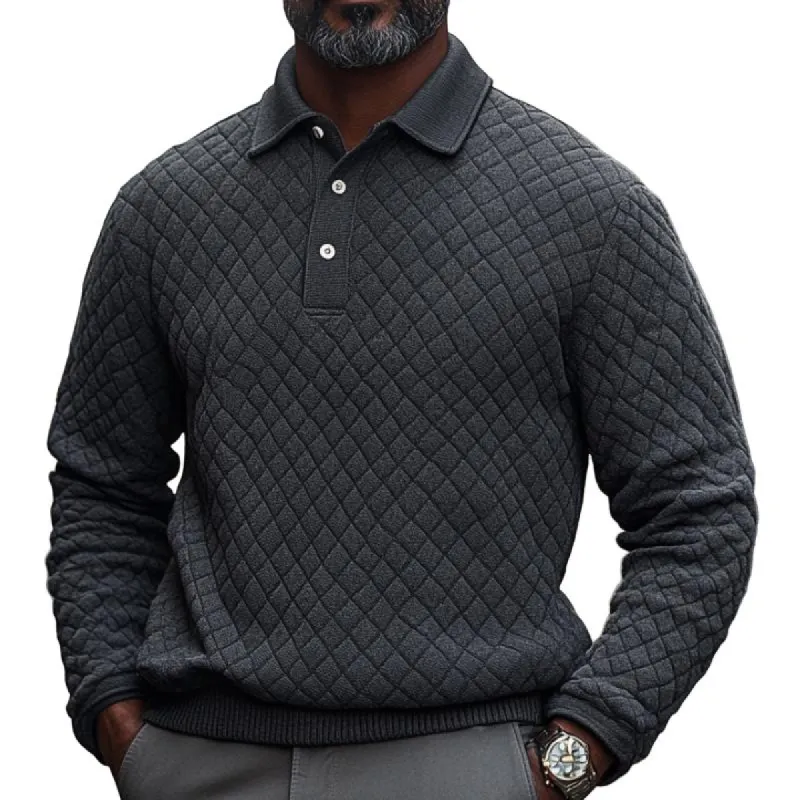 Men's Classic Quilted Air Layer Long Sleeve Polo Shirt 82685555F sold by Manly