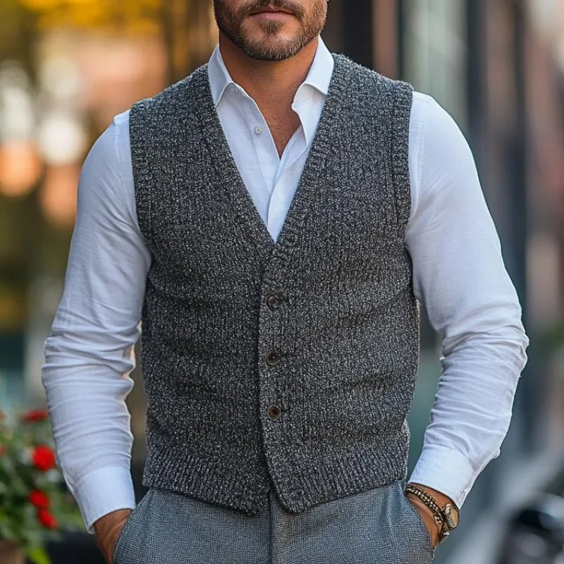 Men's Classic V-Neck Single Breasted Knitted Vest 60129299F sold by Manly product image thumbnail 2