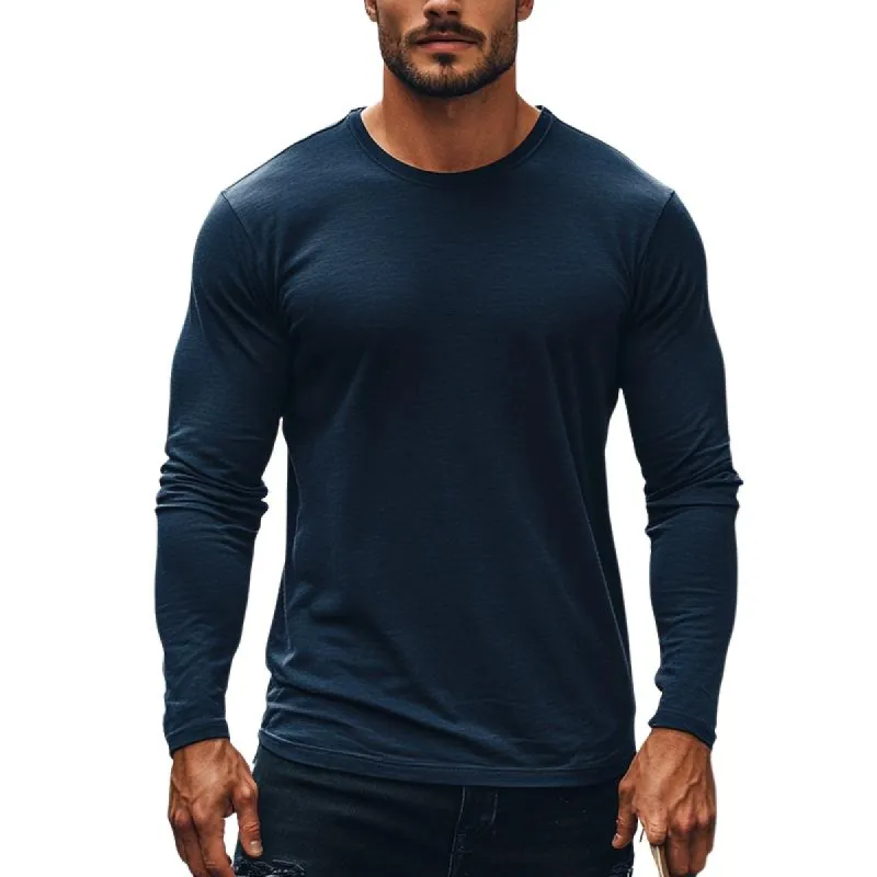 Men's Navy Crew Neck Long Sleeve T-Shirt 40221625U sold by Manly