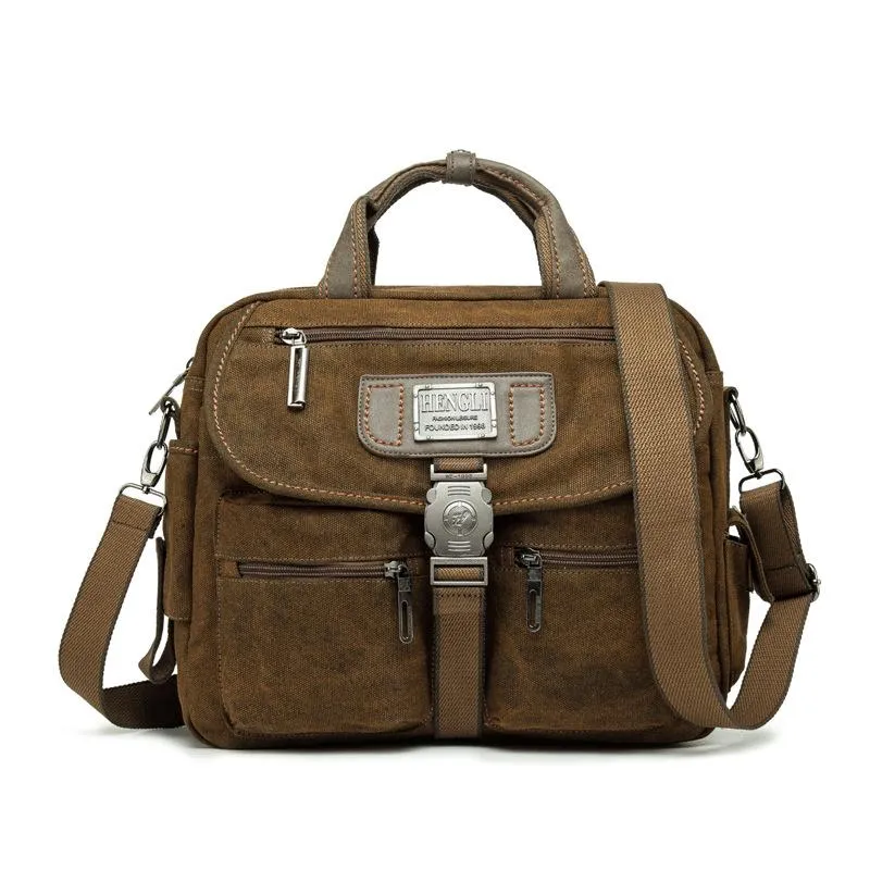 Men's Retro Large-capacity Crossbody Portable Canvas Bag 01198229U sold by Manly