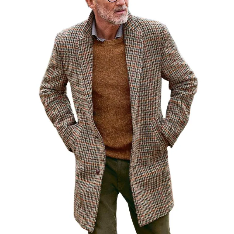 Men's Retro Plaid Mid-Length Coat 44221622U sold by Manly