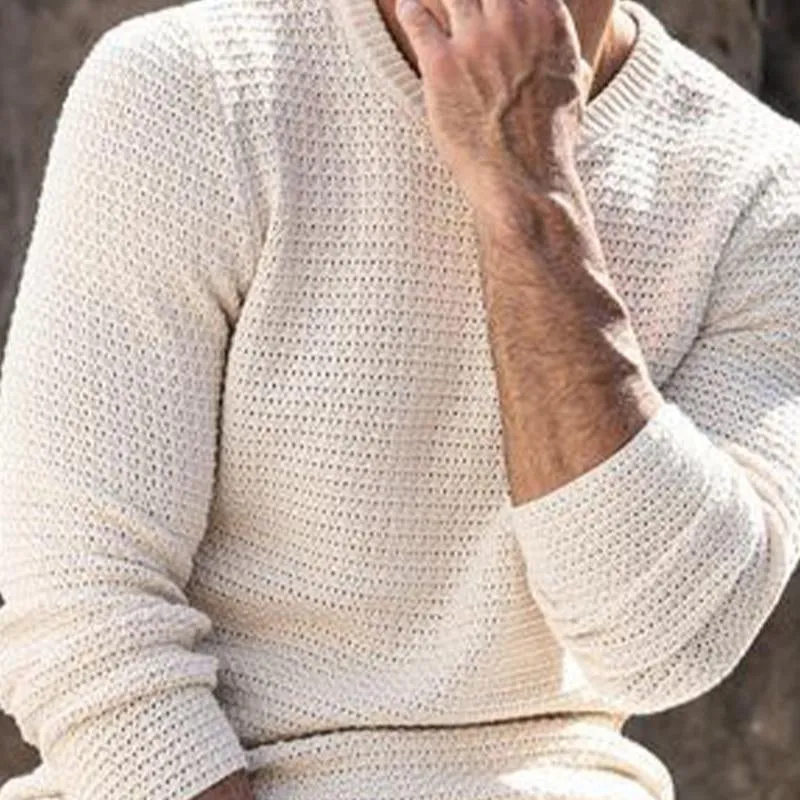Men's White Crew Neck Knitted Sweater 24157265U sold by Manly product image thumbnail 3