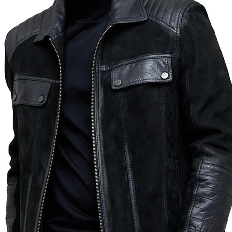 Men's Suede Leather Panel Zip Jacket 38279502U sold by Manly product image thumbnail 3