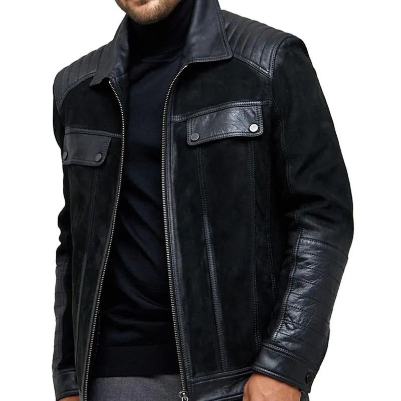 Men's Suede Leather Panel Zip Jacket 38279502U sold by Manly product image thumbnail 2