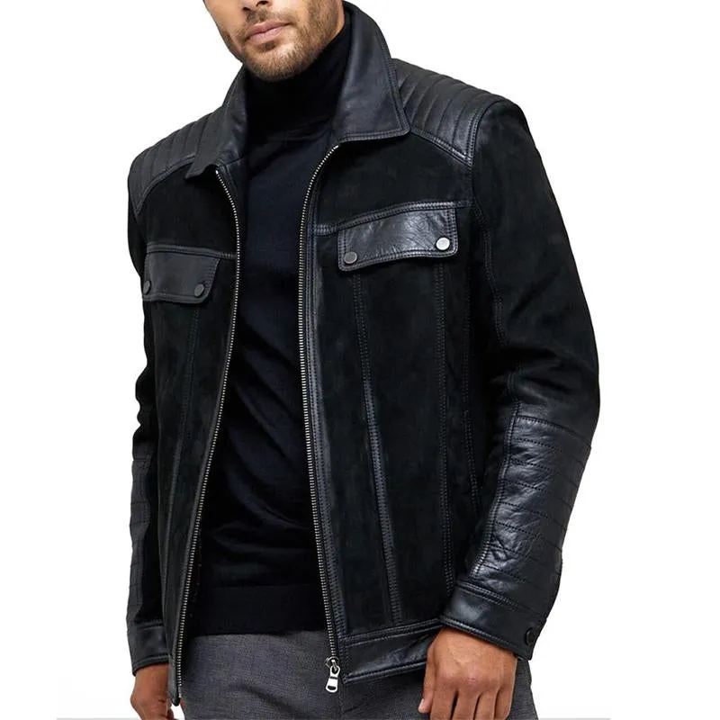 Men's Suede Leather Panel Zip Jacket 38279502U sold by Manly