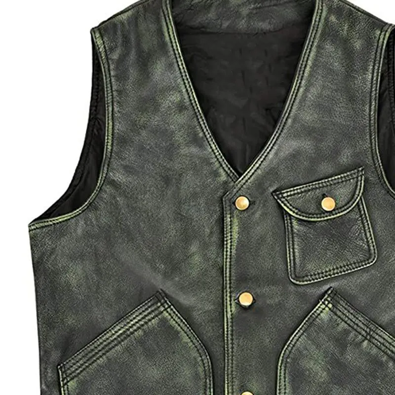 Men's Vintage Distressed Leather Vest 64774826U sold by Manly product image thumbnail 3