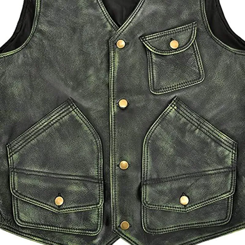 Men's Vintage Distressed Leather Vest 64774826U sold by Manly product image thumbnail 2