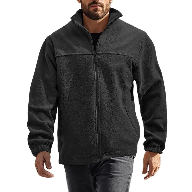 Men's Solid Color Polar Fleece Zipper Stand Collar Jacket 00244718X sold by Manly product image thumbnail 2