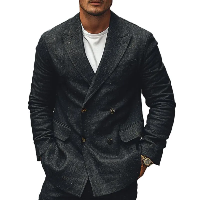 Men's Cotton and Linen Blend Double-breasted Blazer 63385530X sold by Manly