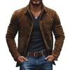 Men's Casual Suede Lapel Single-breasted Loose Jacket 34874257M sold by Manly