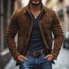 Men's Casual Suede Lapel Single-breasted Loose Jacket 34874257M sold by Manly