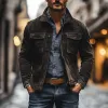 Men's Vintage Suede Lapel Single Breasted Slim Fit Jacket 85077527M sold by Manly