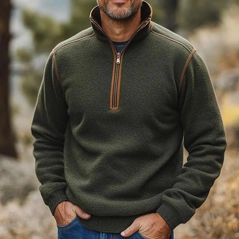 Men's Retro Casual Lumberjack Stand Collar Zipper Sweatshirt 45966532TO sold by Manly product image thumbnail 2