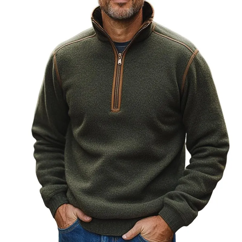 Men's Retro Casual Lumberjack Stand Collar Zipper Sweatshirt 45966532TO sold by Manly
