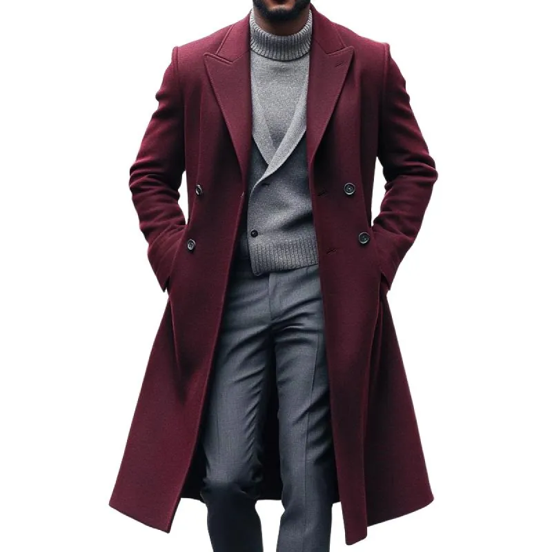 Men's Retro Casual Solid Color Mid-Length Button Coat 93618663TO sold by Manly