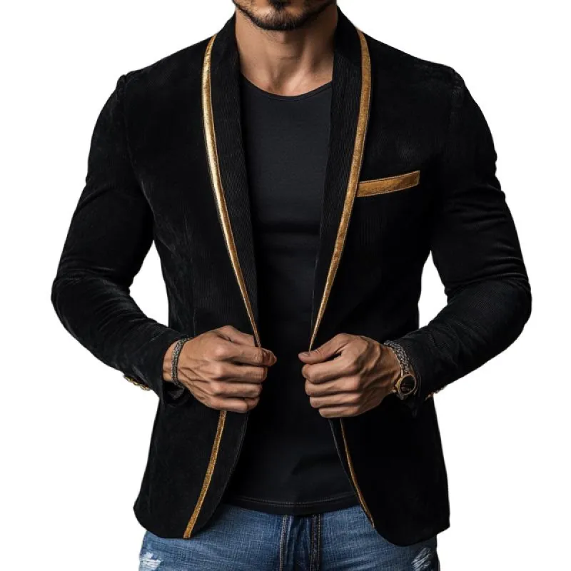 Men's Vintage Corduroy Contrast Stitching Single Breasted Blazer 96988692Y sold by Manly