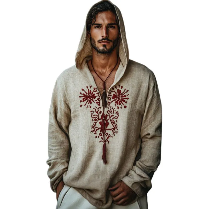 Men's Vintage Casual Embroidered Hoodie 54783215U sold by Manly